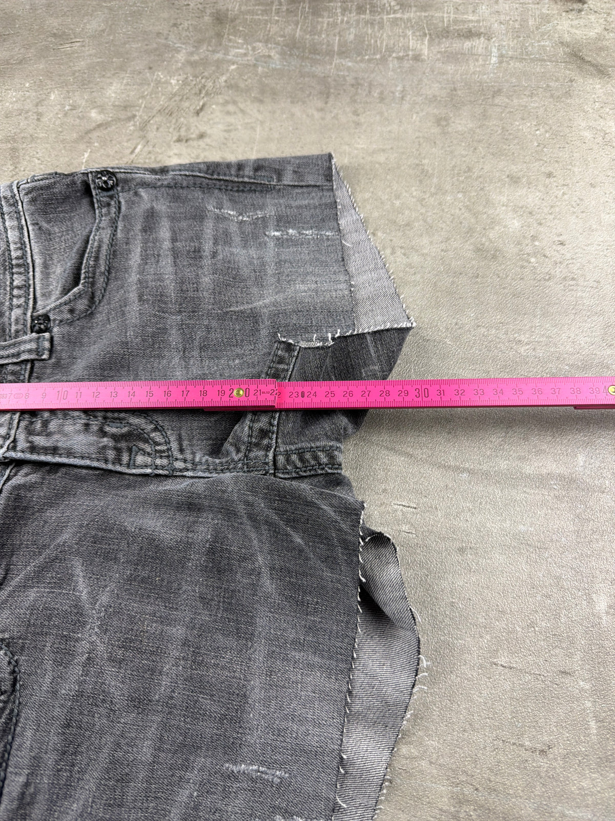 Miss Me Y2K Low Waist Denim Shorts - Grey/Washed Black