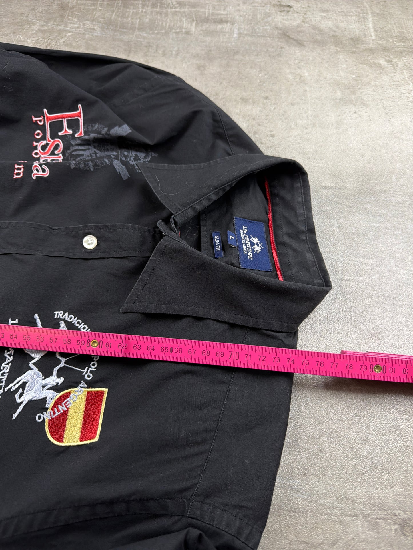 La Martina Vintage España Polo Team Button-Down Shirt – All Black & Embroidered