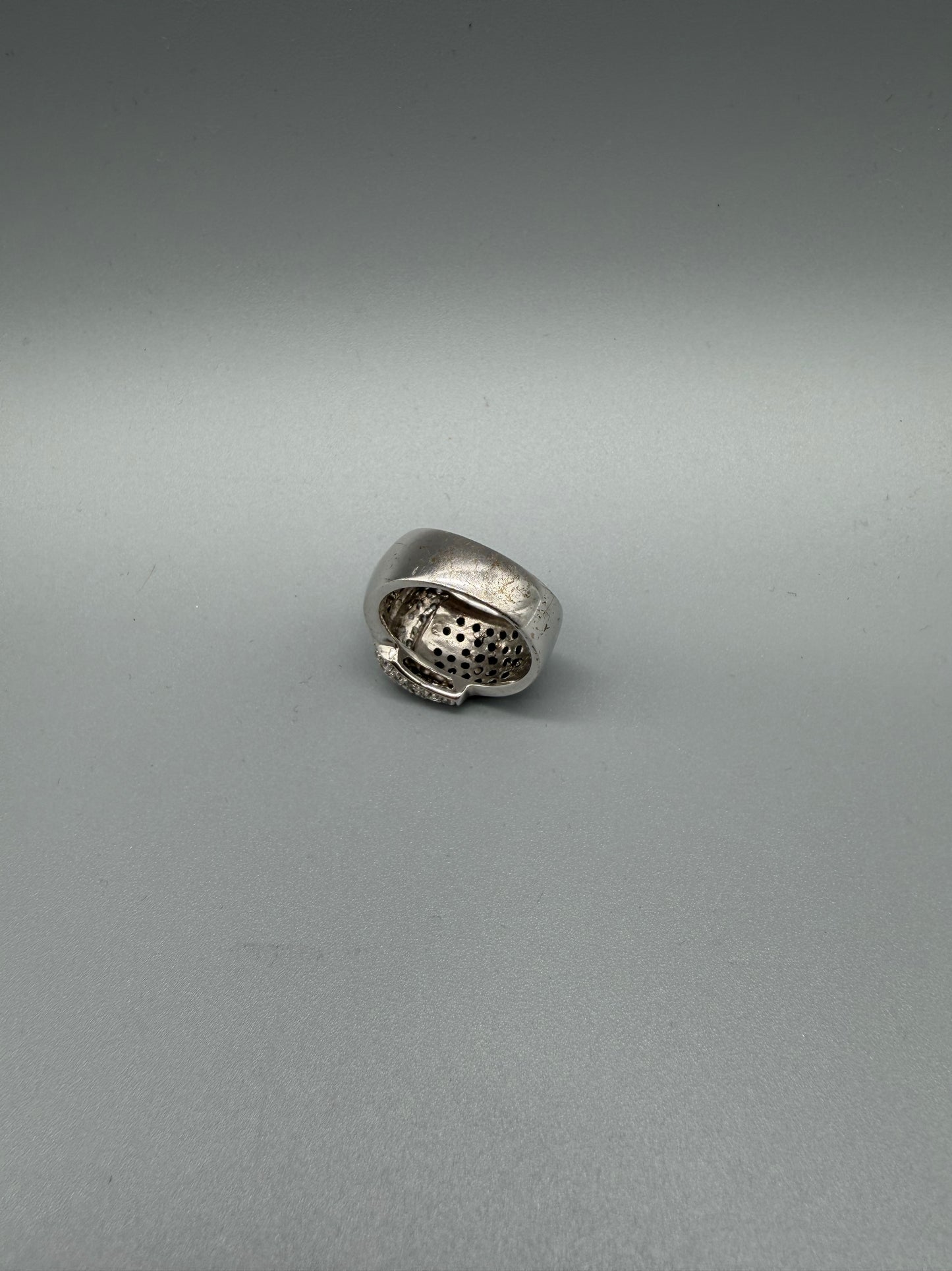 Pierre Lang Y2K Buckle Ring - Silver / Black Rhinestones
