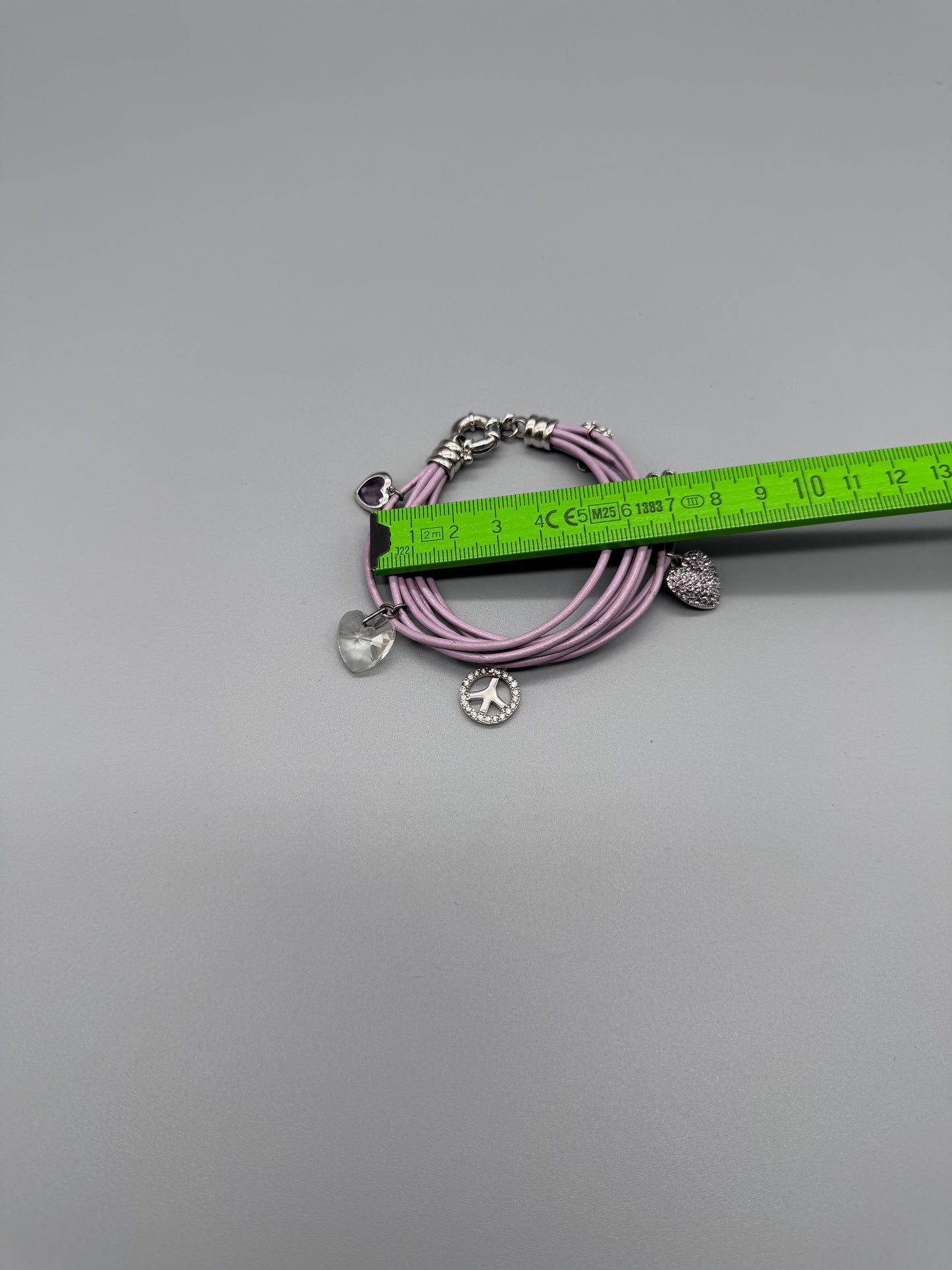 Vintage Y2K Multi-Strand Rhinestone Charm Bracelet – Pastel Lilac / Silver