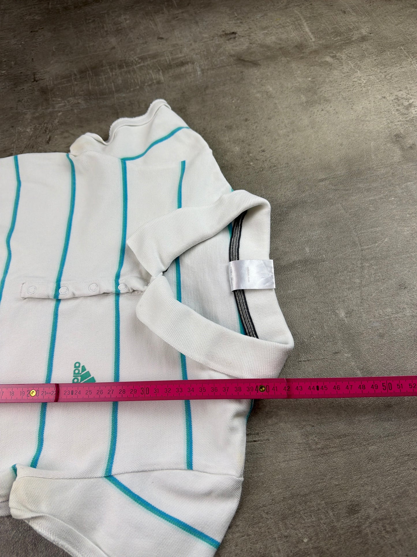 Adidas 2000s Striped Baby Tee Polo Top – White / Teal