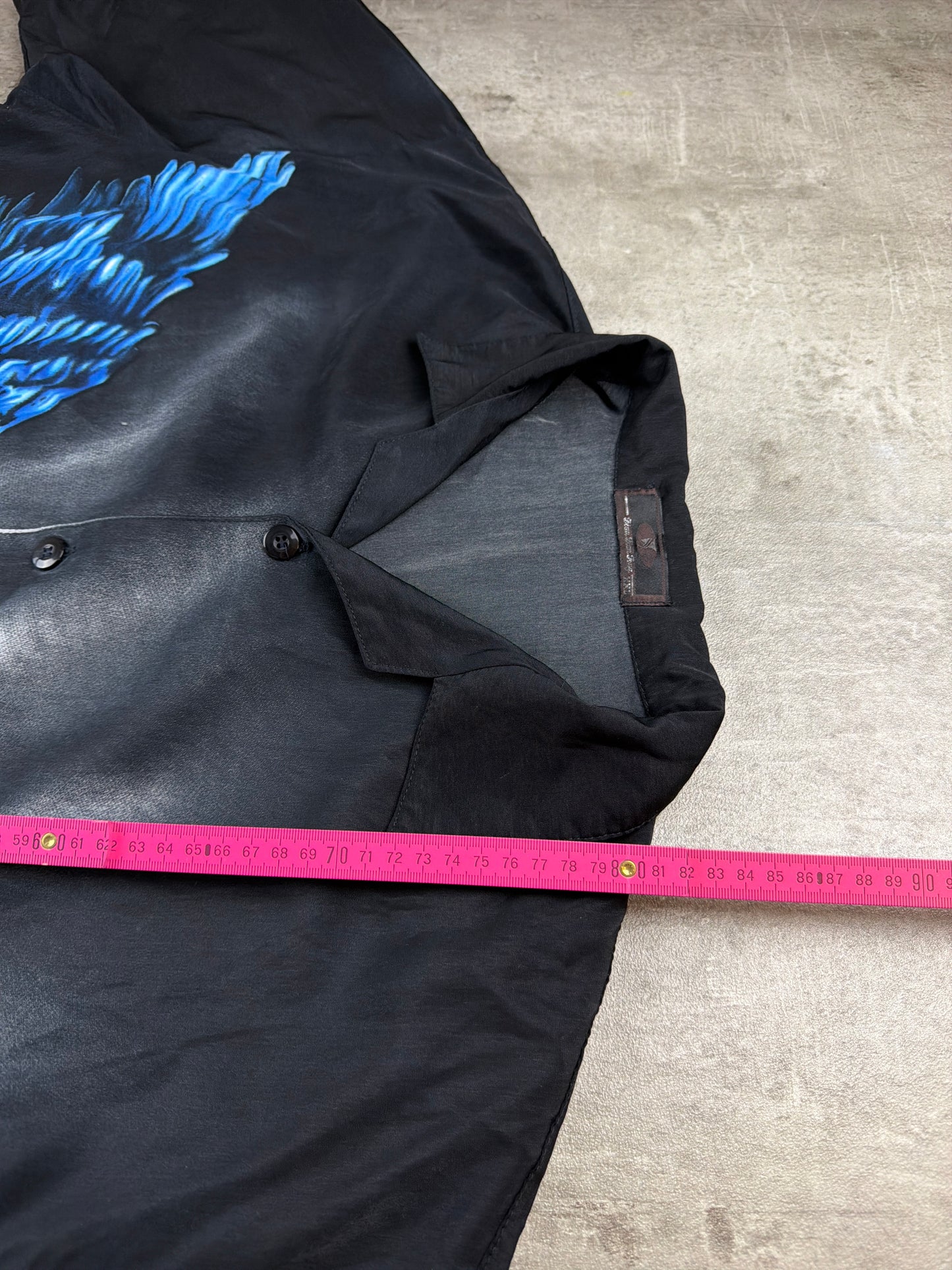 Vintage Y2K "Eagle vs. Snake" Graphic Cyber Camp Collar Shirt – Black / Blue / Yellow
