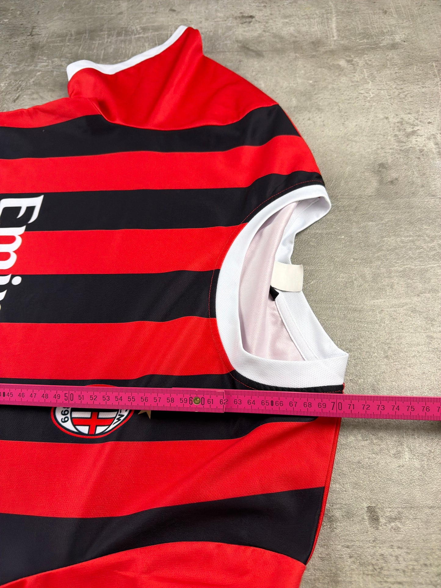 AC Milan Official "Rossoneri" Retro Soccer Jersey - Red/Black Blokecore Striped