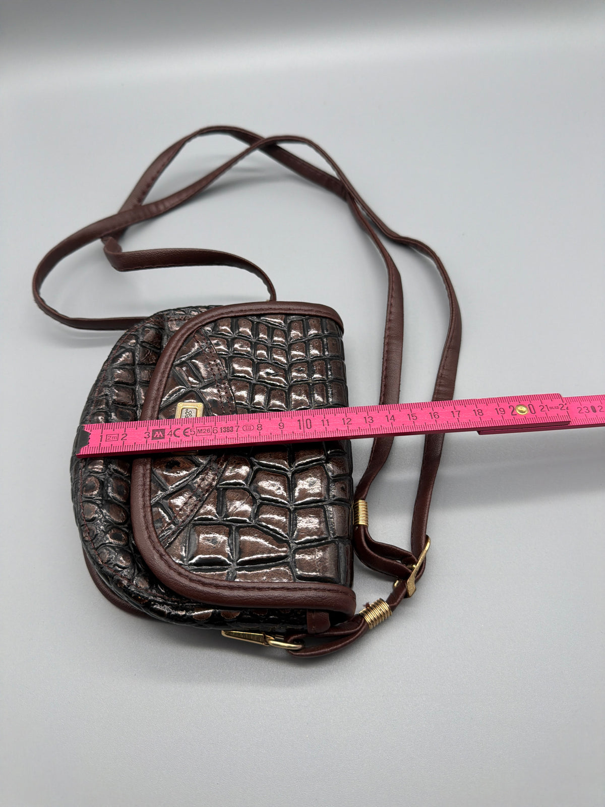 La Toscana Vintage Croc Mini Shoulder Bag - Dark Brown