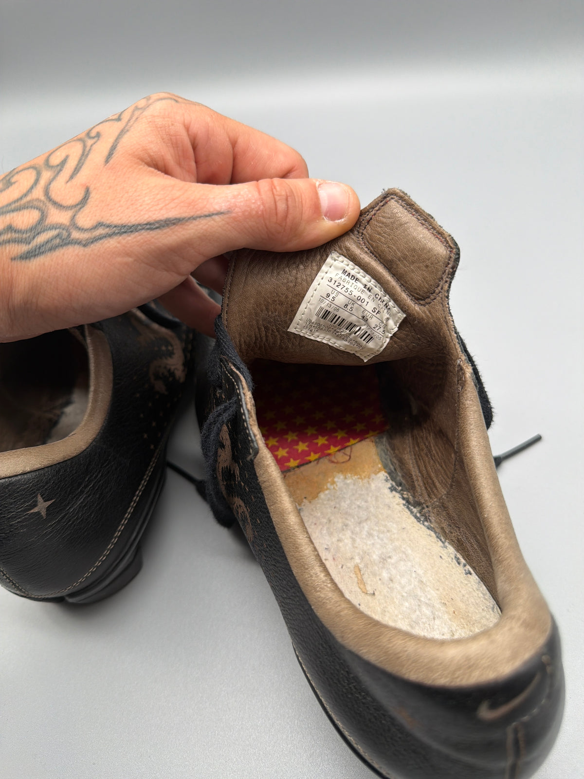 Nike Vintage Y2K "Dragon Tattoo" Leather Sneakers - Dark Brown / Bronze