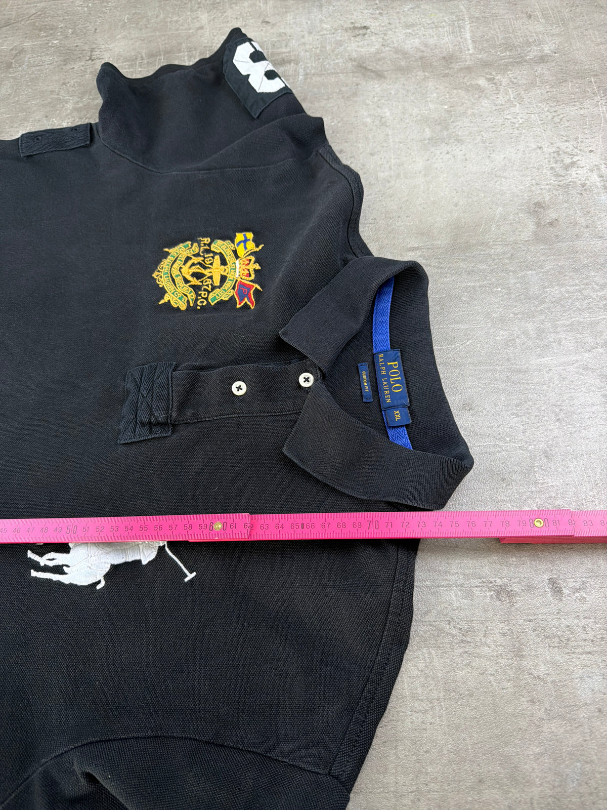 Ralph Lauren Big Pony Crest Polo Shirt - Black / Royal Blue