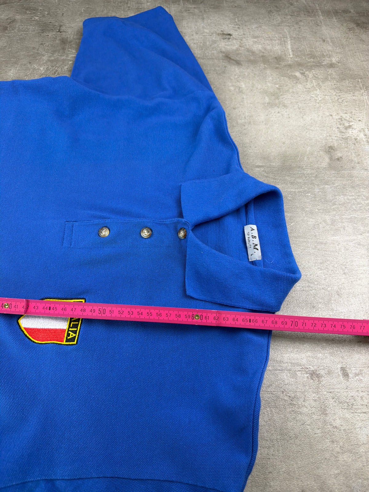 Vintage A.B.M. Italia Football Patch Polo Shirt - Royal Blue