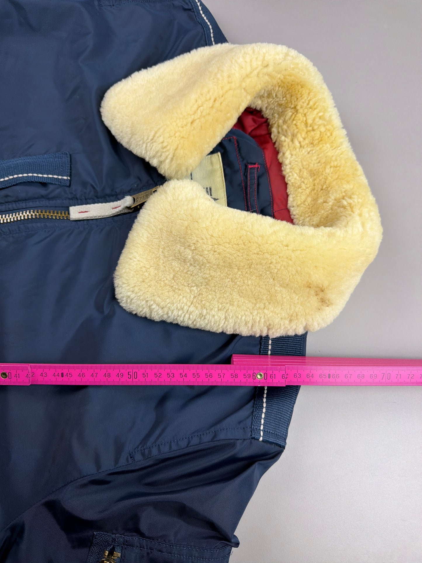 Alpha Industries Y2K "Aviator" Bomber Jacket - Navy Blue / Real Sheep Fur