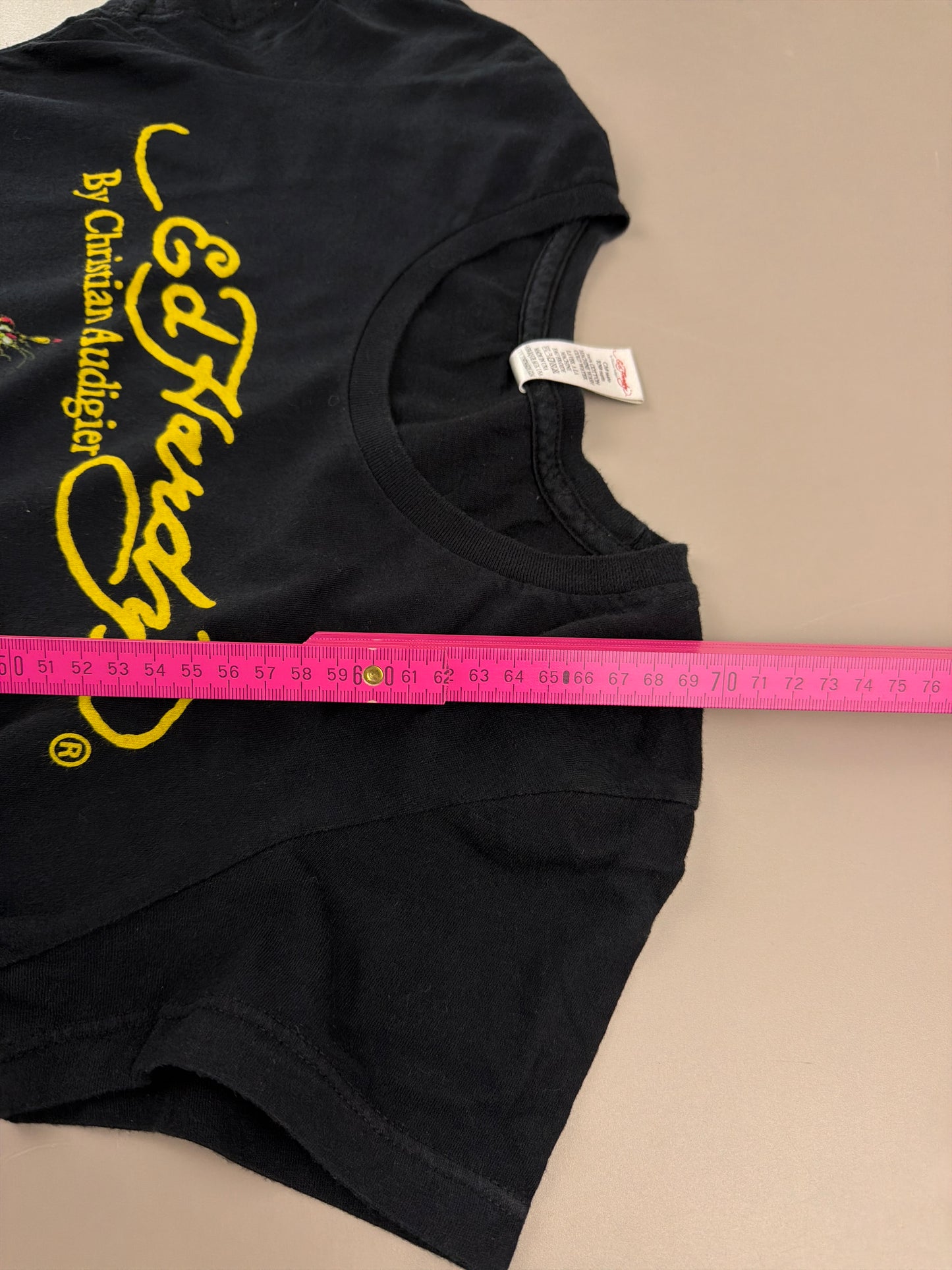 Ed Hardy Archive "Fairy Butterfly" Baby Tee - Black Y2K