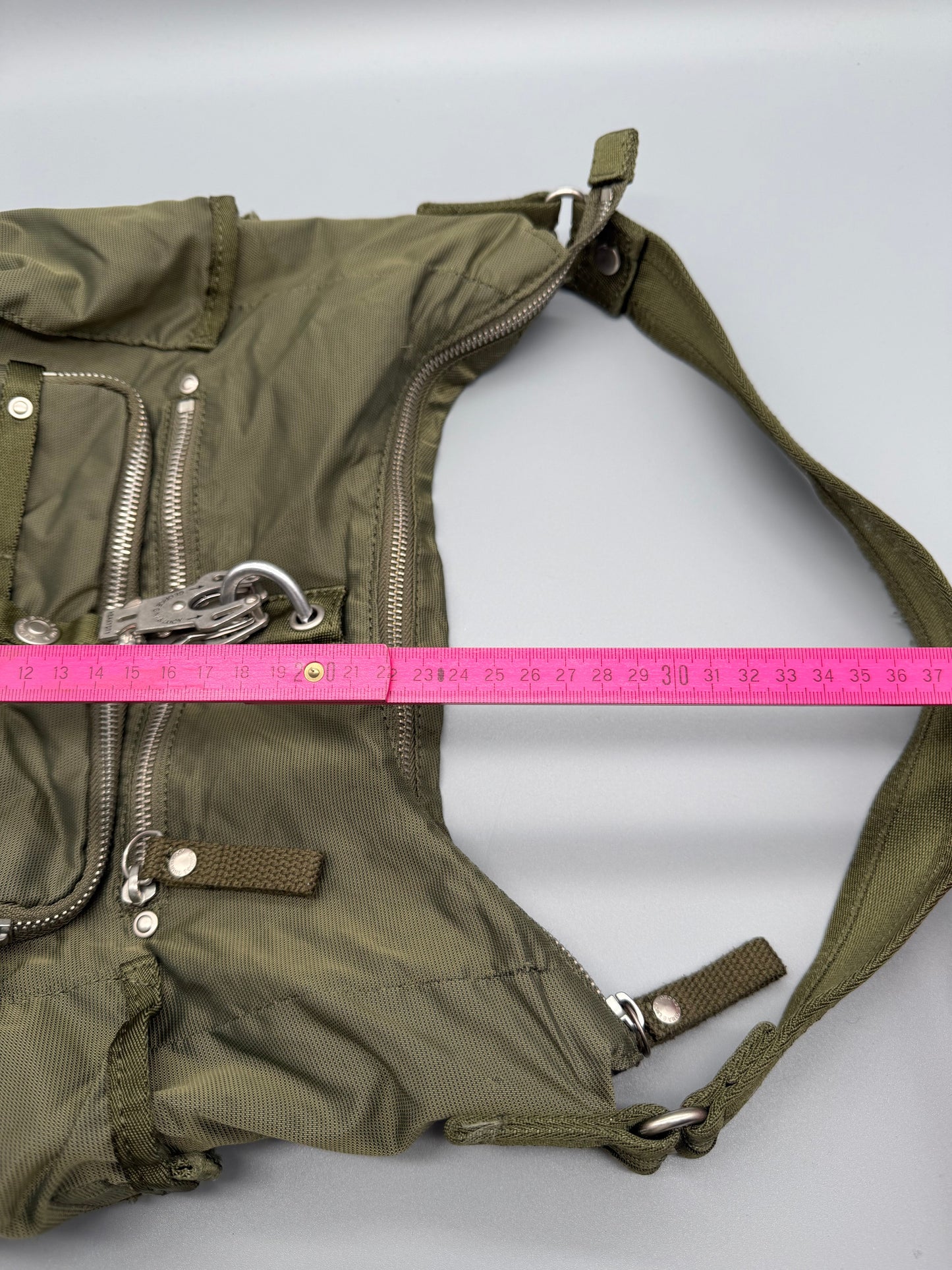George Gina & Lucy Archive "Swingeling" Multi-Pocket Shoulder Bag - Olive Gorpcore Utility Y2K