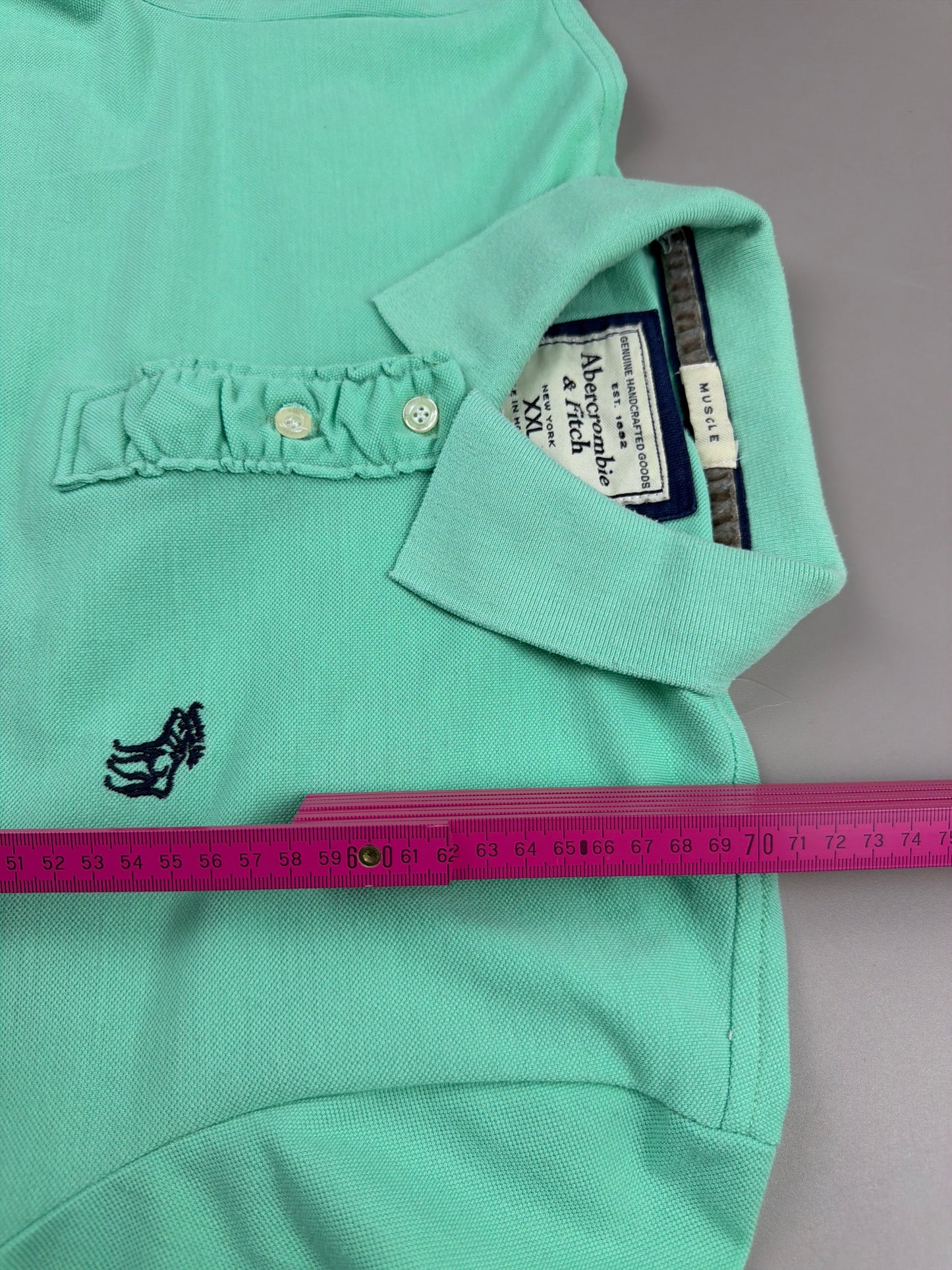 Abercrombie & Fitch "NY 1892" Appliqué Polo - Seafoam Green Y2K