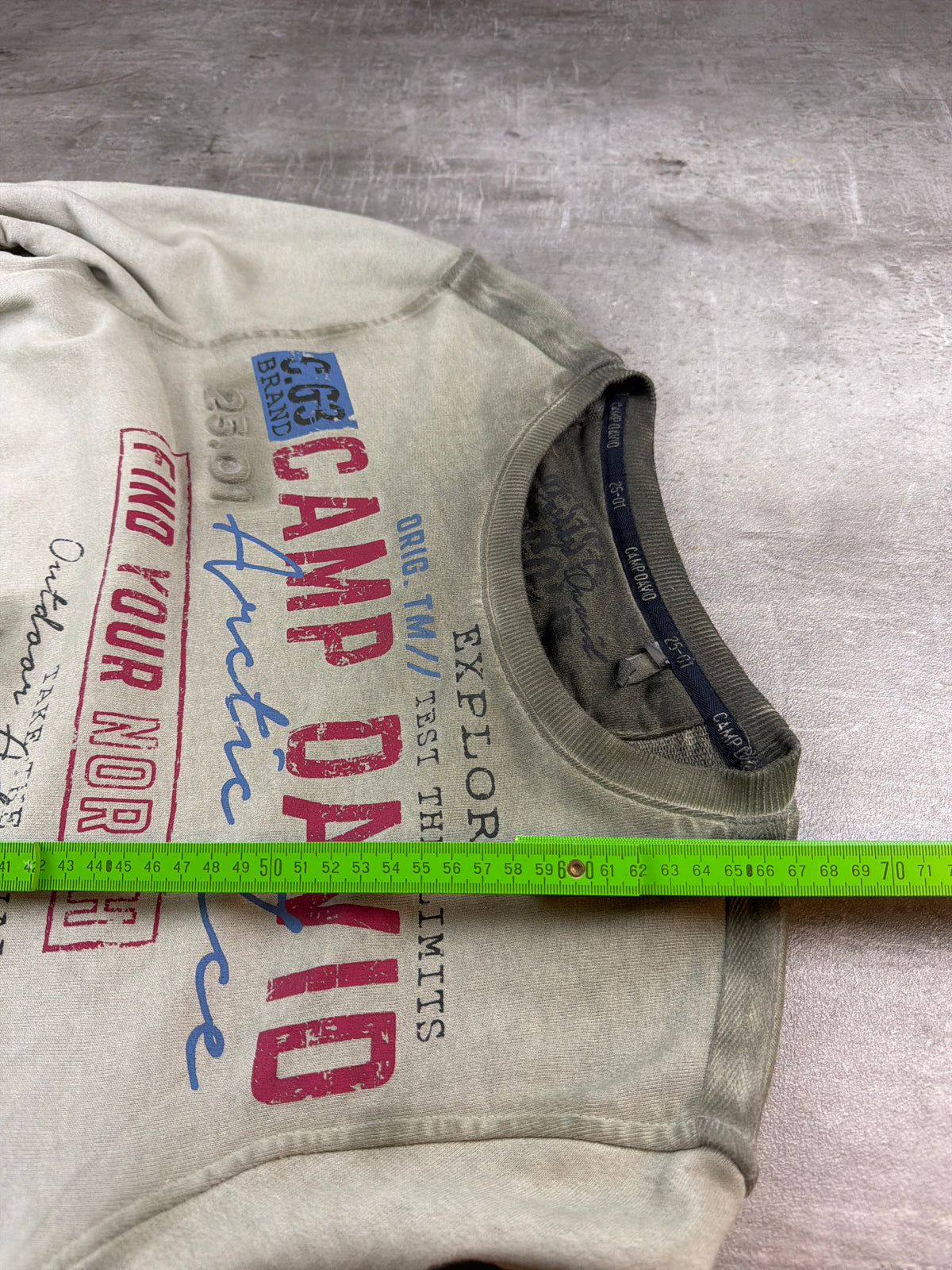 Camp David Arctic Ice "Find Your North" Embossed Crewneck Sweatshirt - Washed Khaki - Past Pieces