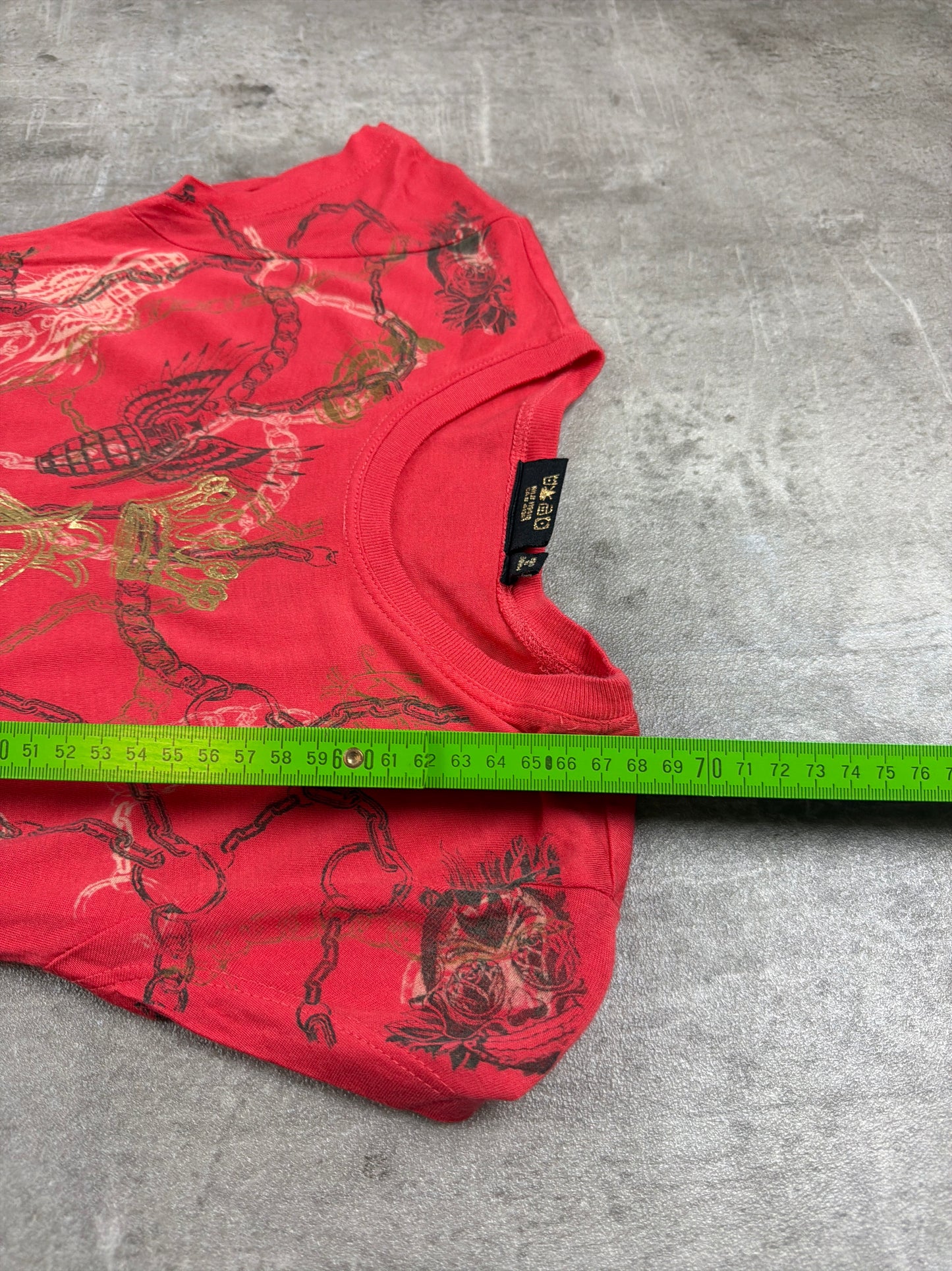 Christian Audigier Archive "Crown & Panther" Graphic Mini Dress / Longshirt - Red / Gold