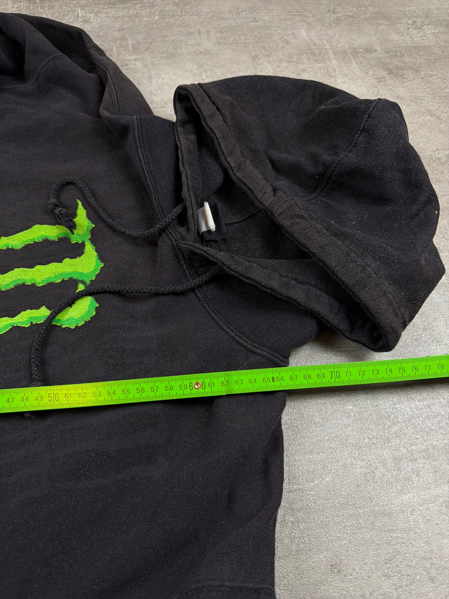 Vintage Monster Energy "Sleeve Print" Hoodie – Black / Cyber Green