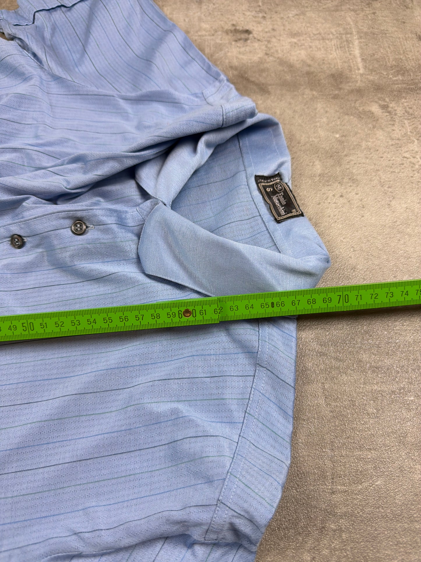 Vintage Ennio Muracchini Striped Knit Polo Shirt - Baby Blue