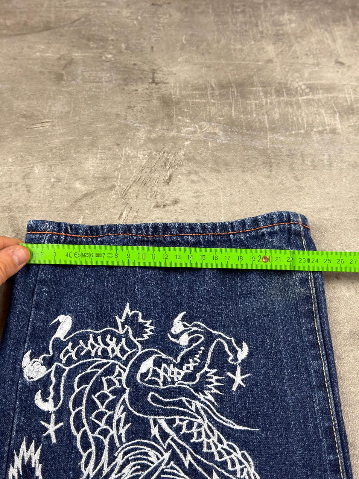 Ed Hardy by Christian Audigier Y2K Baggy Dragon & Snake Embroidered Denim - Washed Blue - Past Pieces
