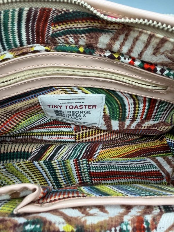 George Gina & Lucy Archive "Tiny Toaster" Mini Bag - Pink Houndstooth - Past Pieces