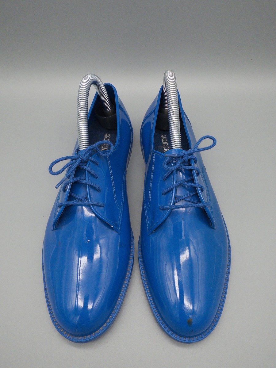 Grendene Vintage "Cyber - Flux" Glossy Derbies – Electric Blue Cyber Y2K Vibe - Past Pieces