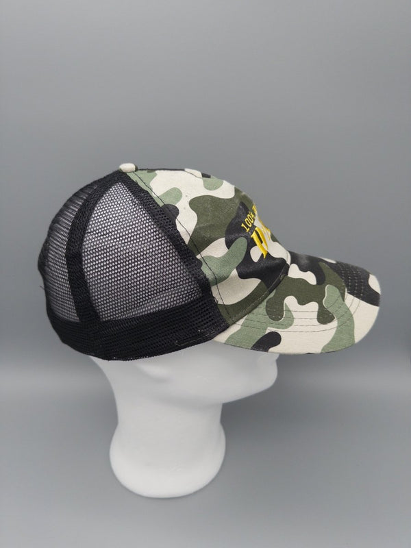 "100% Awesome Dad" Graphic Camo Trucker Cap - Earthy Yellow