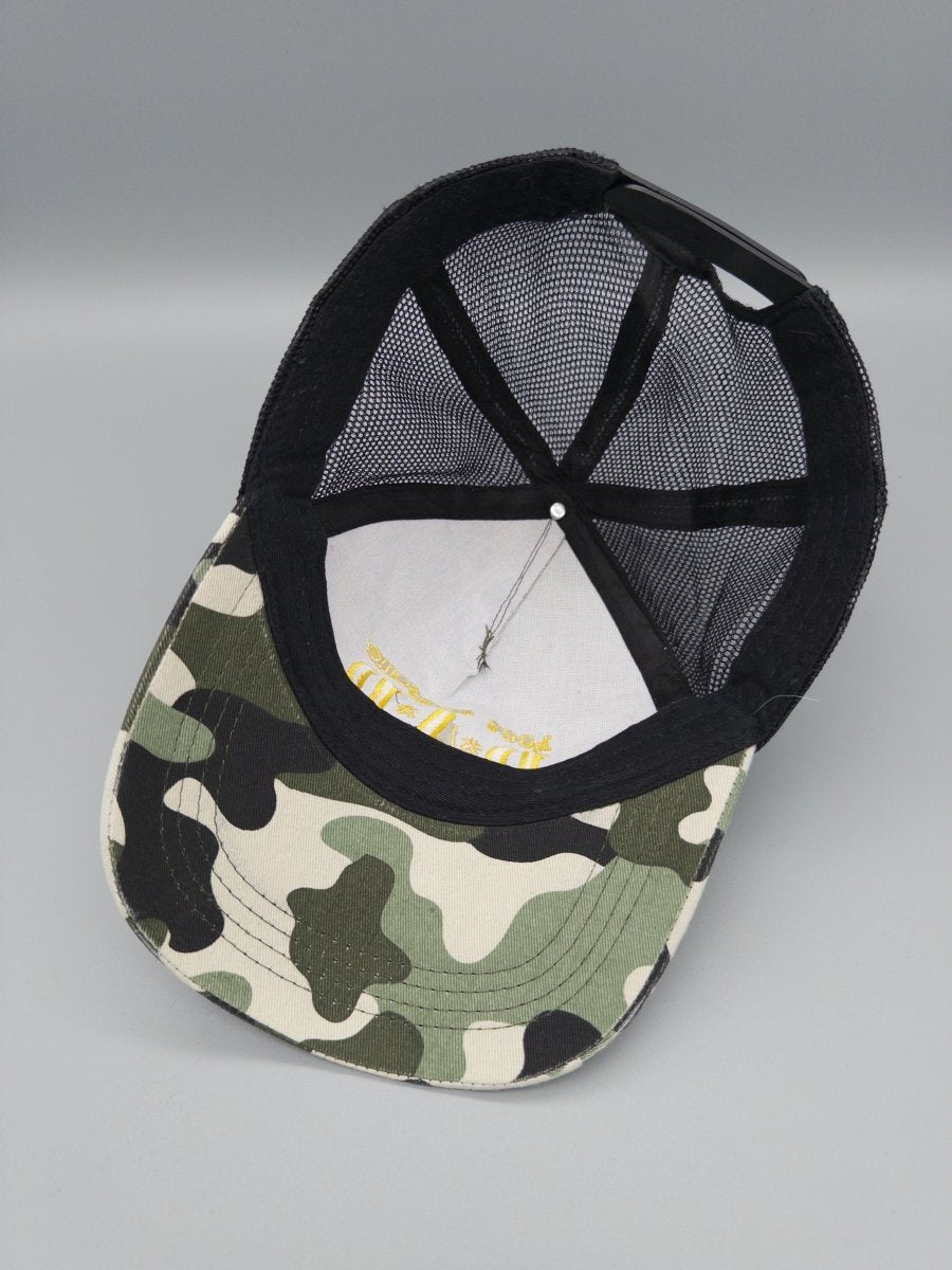 "100% Awesome Dad" Graphic Camo Trucker Cap - Earthy Yellow - Past Pieces