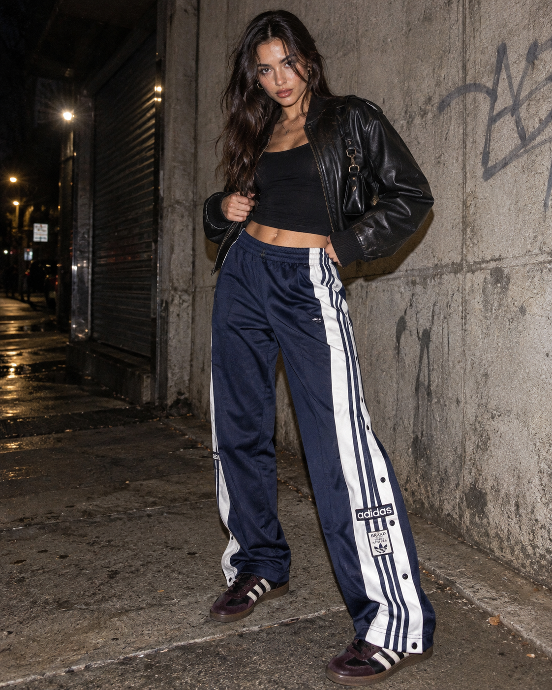Adidas Originals Three Stripes Tearaway Trackpants – Navy Blue Y2K Vibe