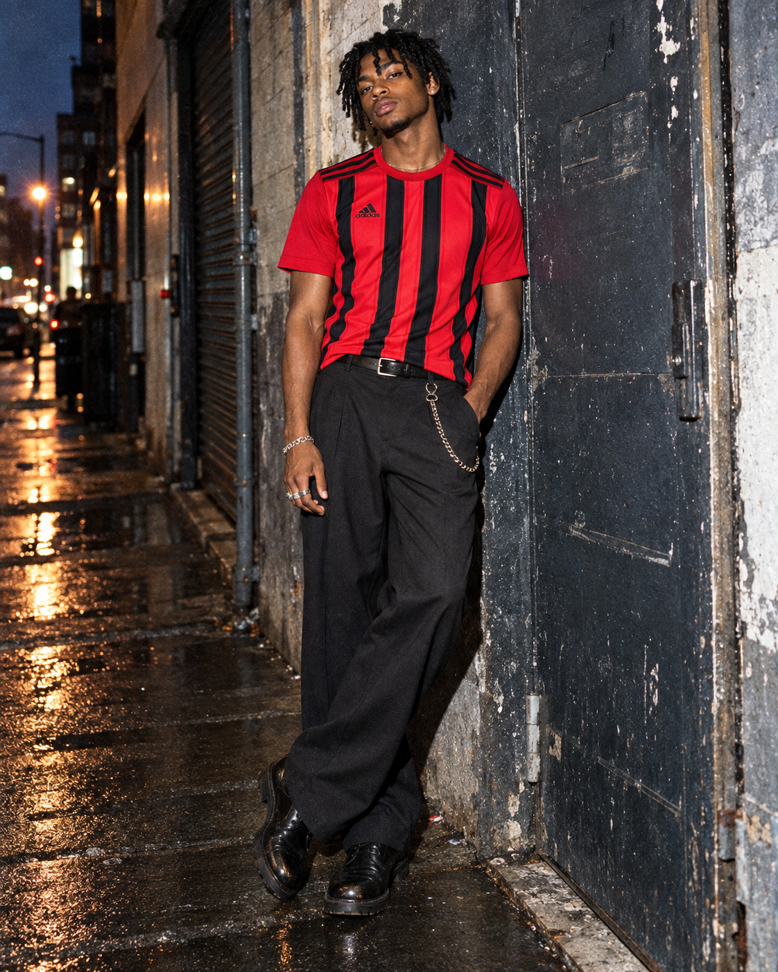 Adidas Striped Aeroready Jersey - Red / Black