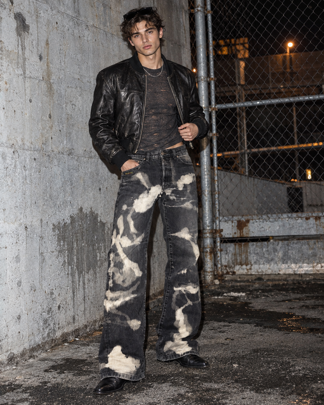 Diesel Archive Bleached "Cloud" Denim Jeans - Acid Washed / Black