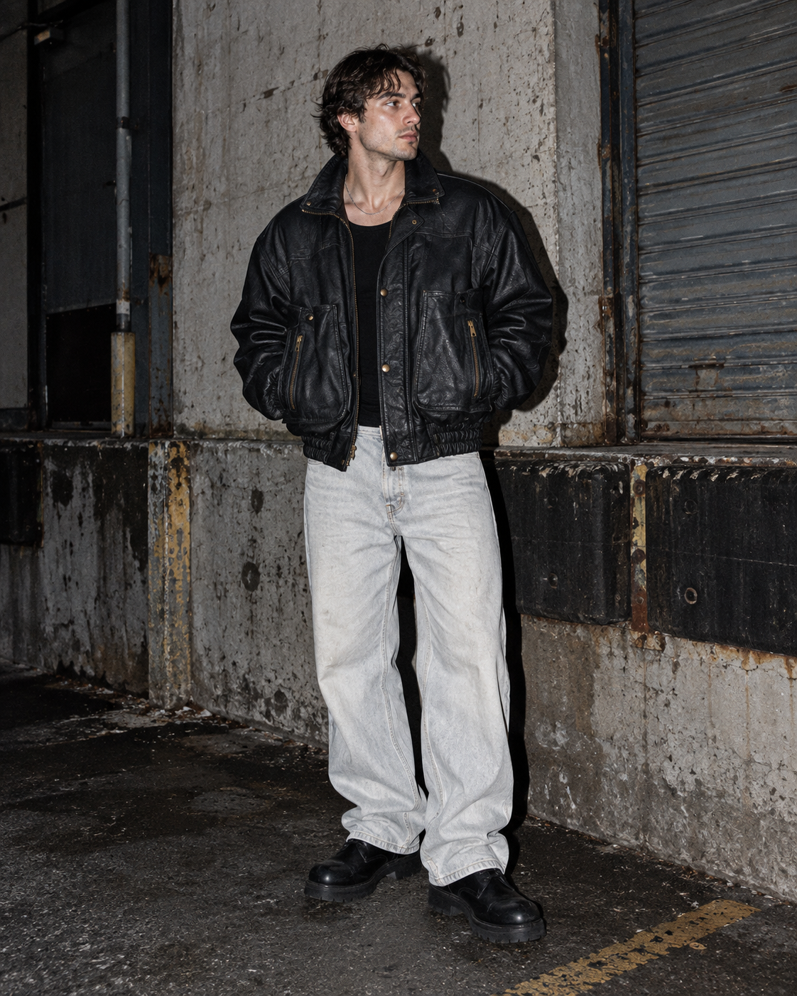 Peter Lukas Oversized Leather Bomber Jacket - Black