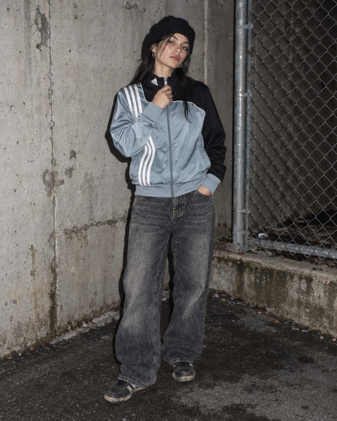 Adidas Y2K Two-Tone Three-Stripes Trackjacket - Grey / Black