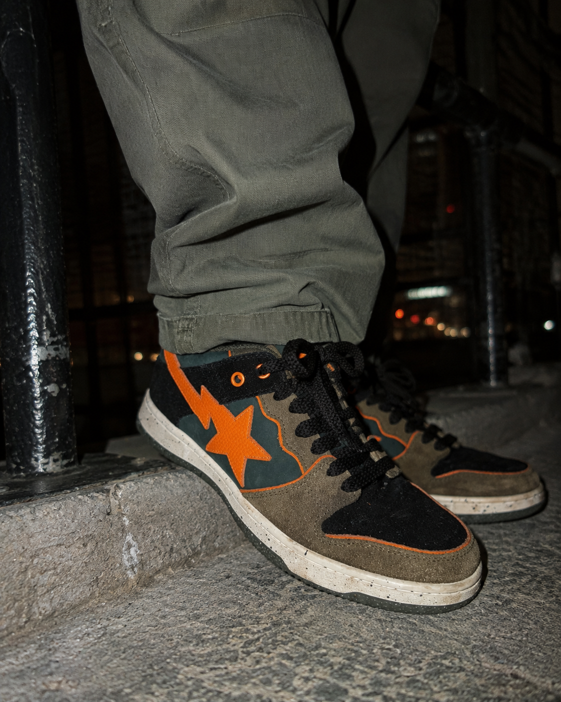 A Bathing Ape Archive "Bapesta SK8" Sneaker - Olive Orange Colorway