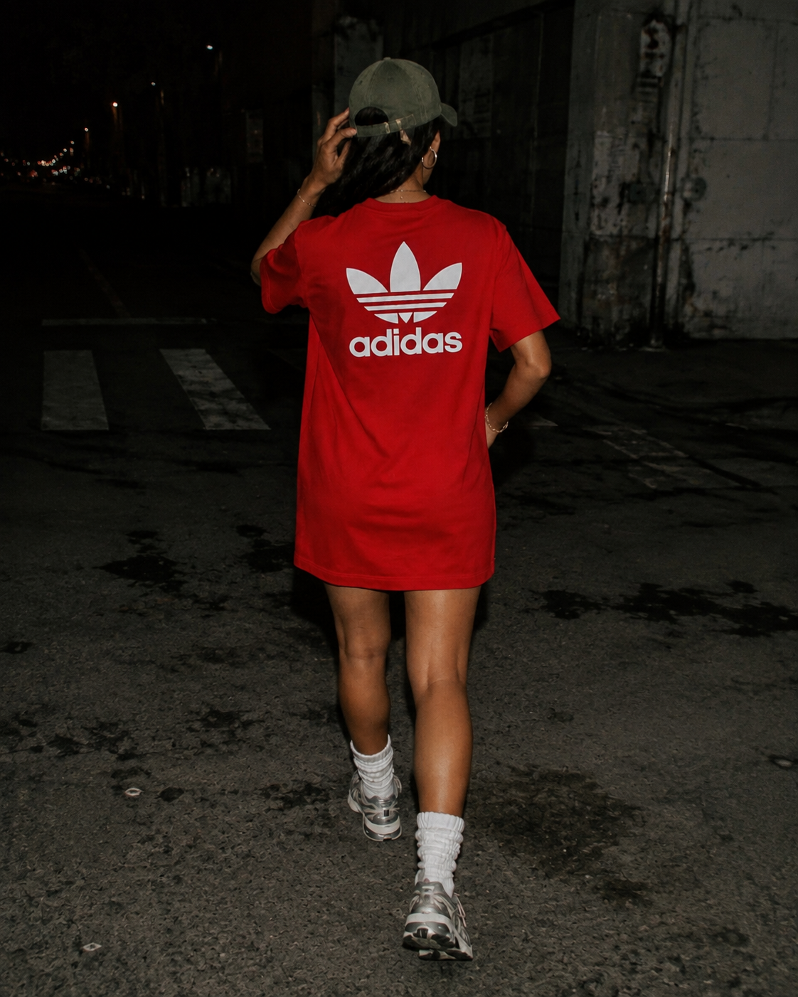 Adidas Originals Trefoil Backprint Slit T-Shirt Dress – Sporty Red Y2K