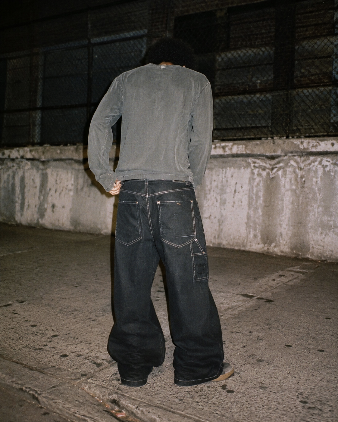 Overzeas Skateboards Cyber Baggy Carpenter Denim Pants – Faded Black / Contrast Stitching