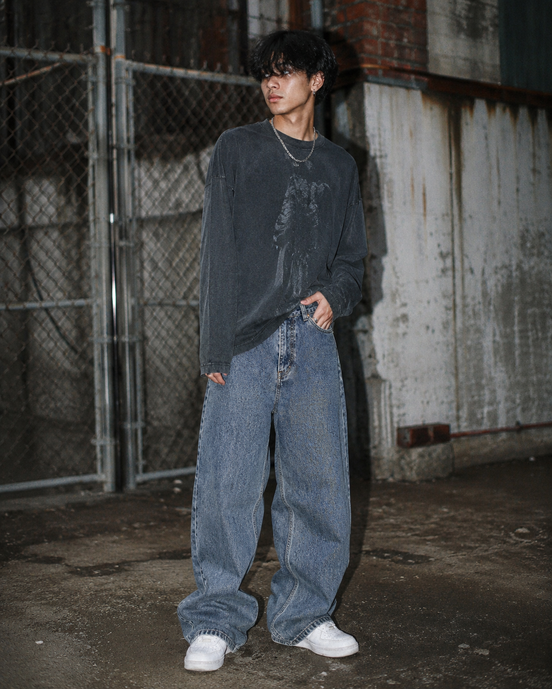 Hardcore Jeanswear Acid Wash Baggy Denim Jeans – Stonewashed Blue Y2K Skater Aesthetic