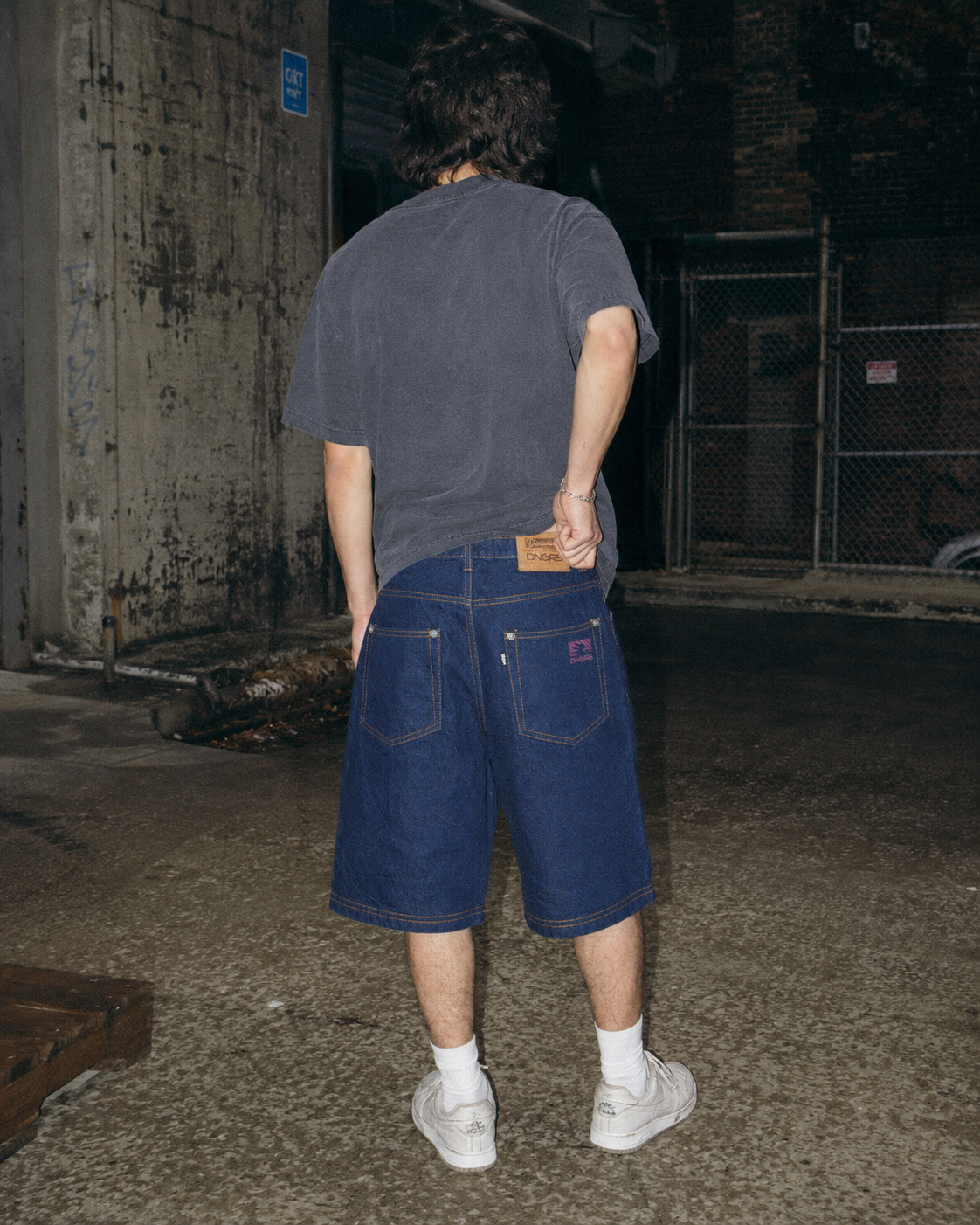 Dangerous DNGRS "Straight Fit" Raw Denim Y2K Baggy Jorts - Dark Indigo Blue