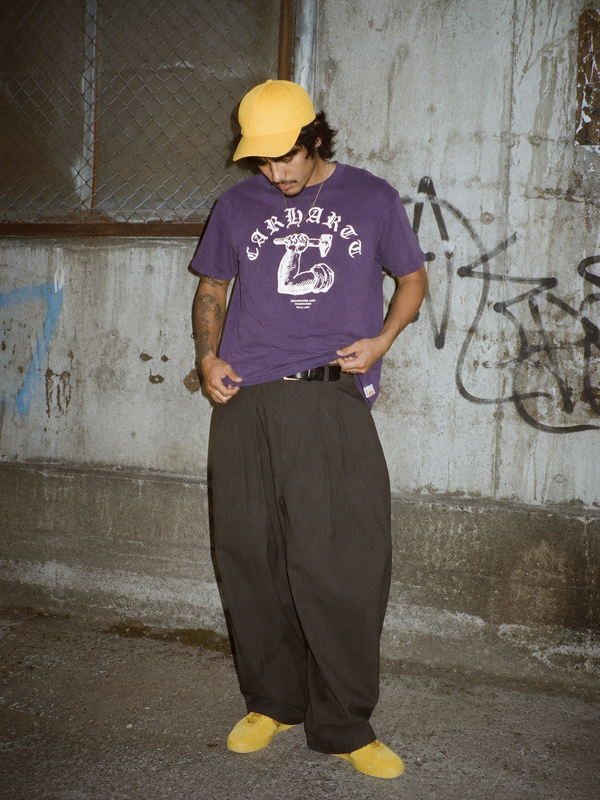 Carhartt WIP "Dearborn Arm & Hammer" Graphic Tee – Faded Purple / Gothic Font Y2K Streetwear