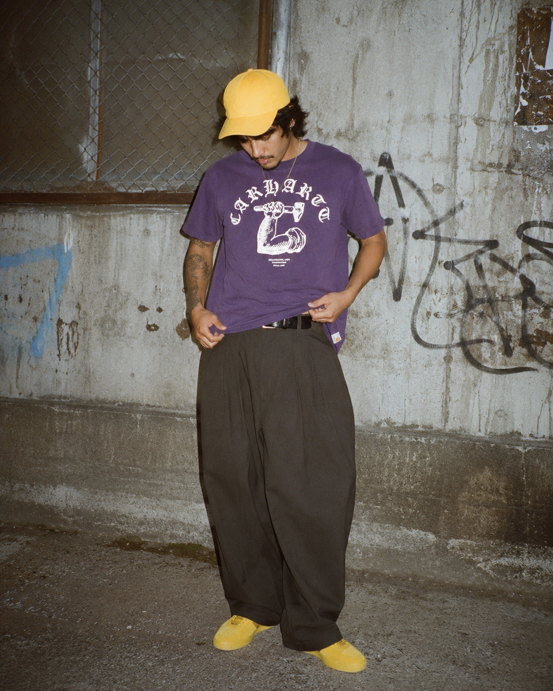Carhartt WIP "Dearborn Arm & Hammer" Graphic Tee – Faded Purple / Gothic Font Y2K Streetwear