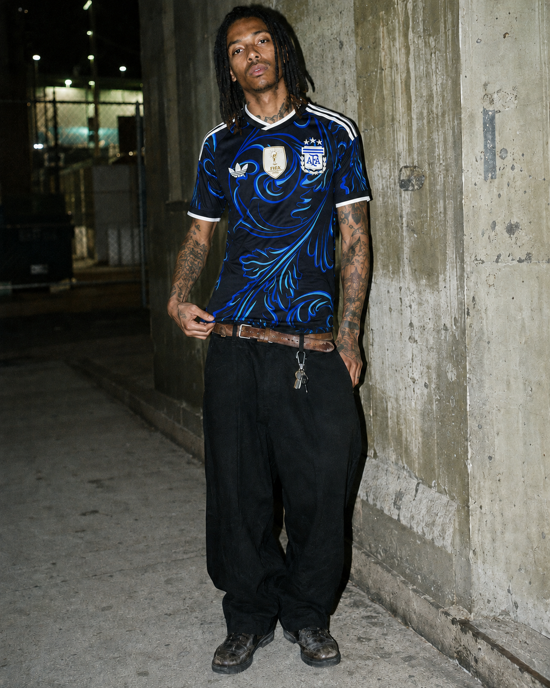 Adidas Originals Argentina AFA Graphic Jersey - Royal Blue / Black Tribal Cyber Pattern