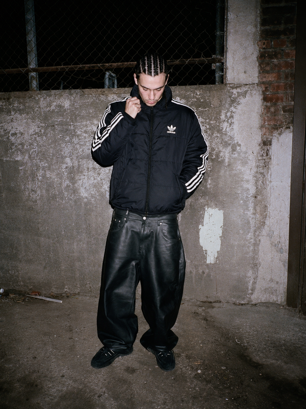 Adidas Originals Puffer Jacket - Black / White Stripes Y2K Streetwear
