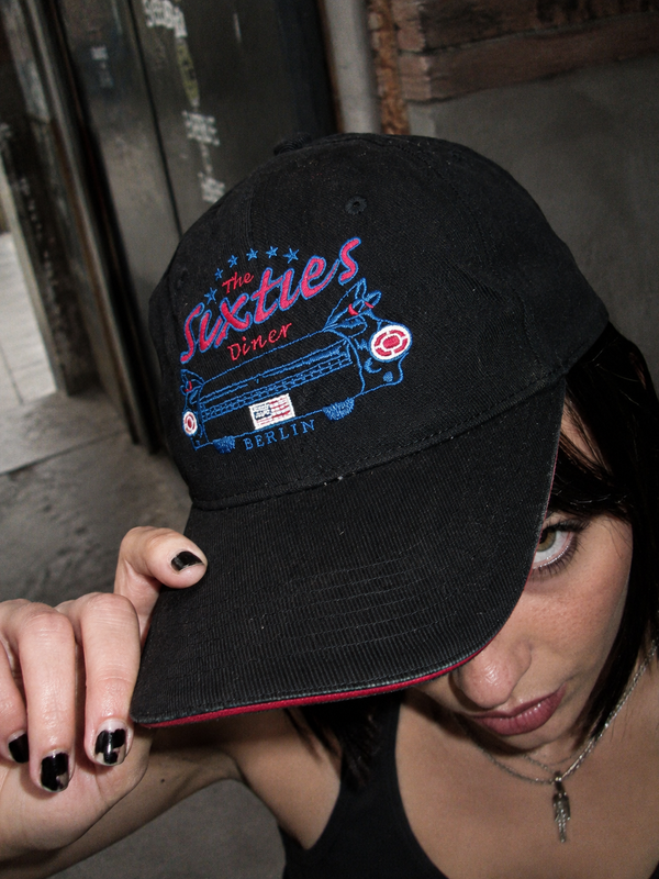 "The Sixties Diner Berlin" Embroidered Graphic Cap - Black / Red