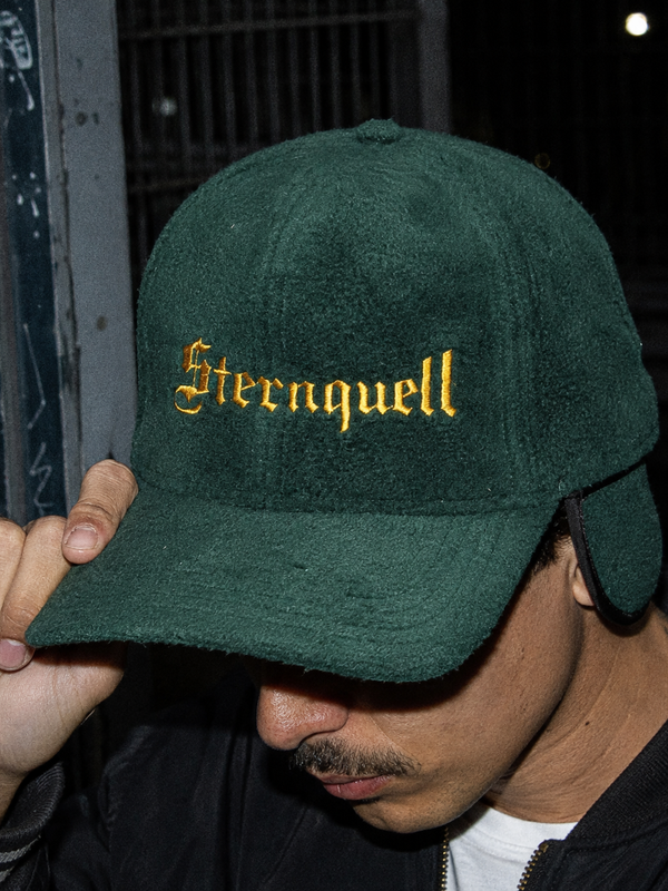 Vintage Sternquell Fleece Earflap Cap - Dark Green / Gold