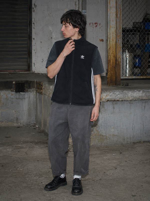 Adidas Three-Stripe Fleece Vest - All Black / Gorpcore