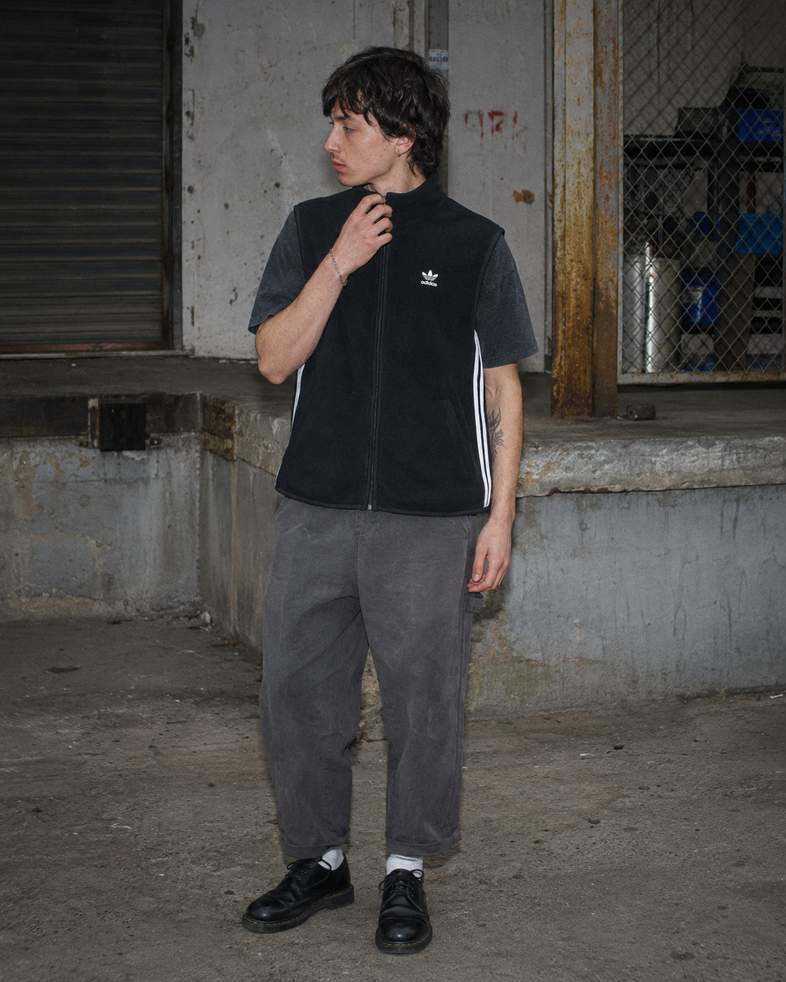 Adidas Three-Stripe Fleece Vest - All Black / Gorpcore