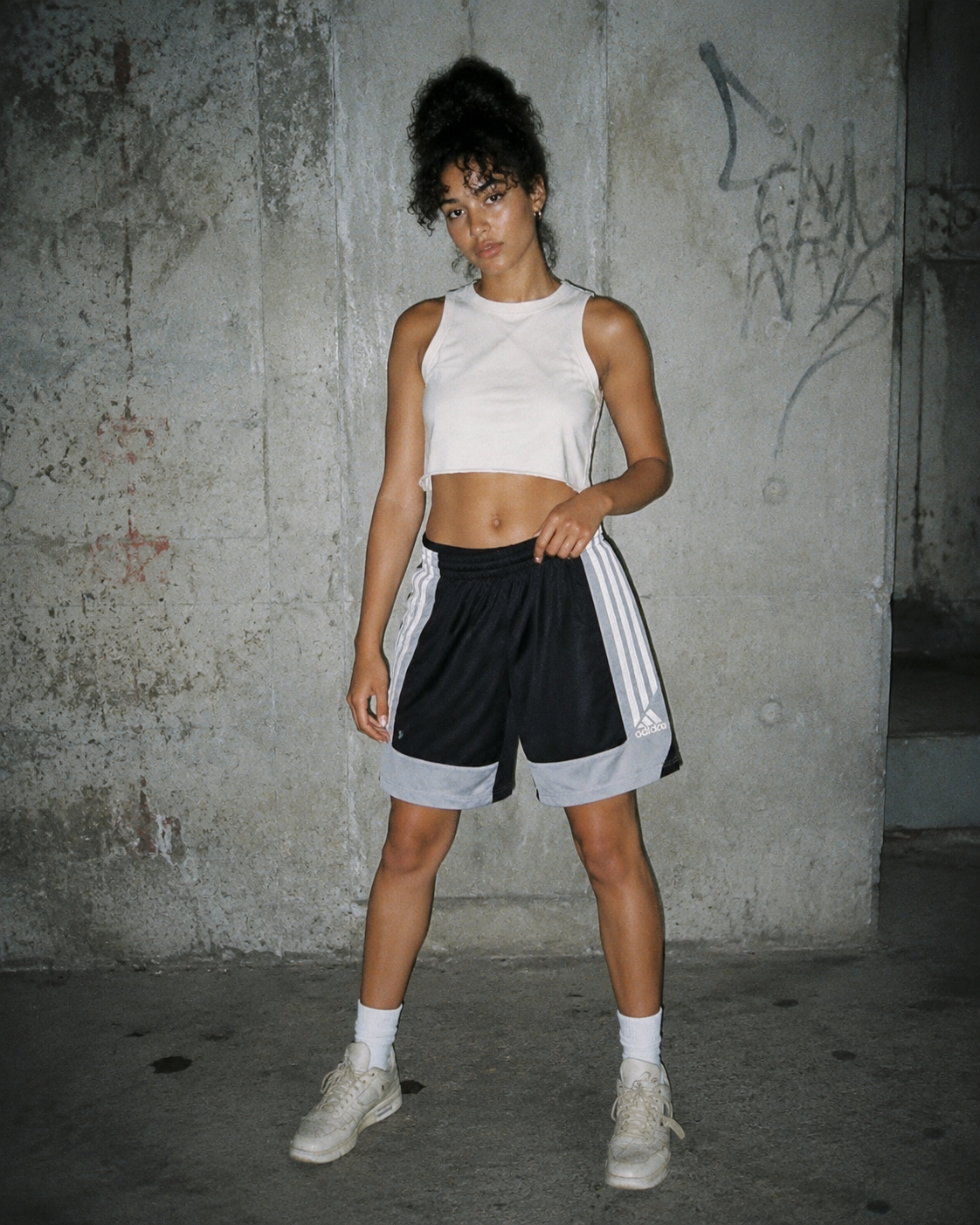 Adidas Three-Stripe Colorblock Basketball Shorts - Black / Grey