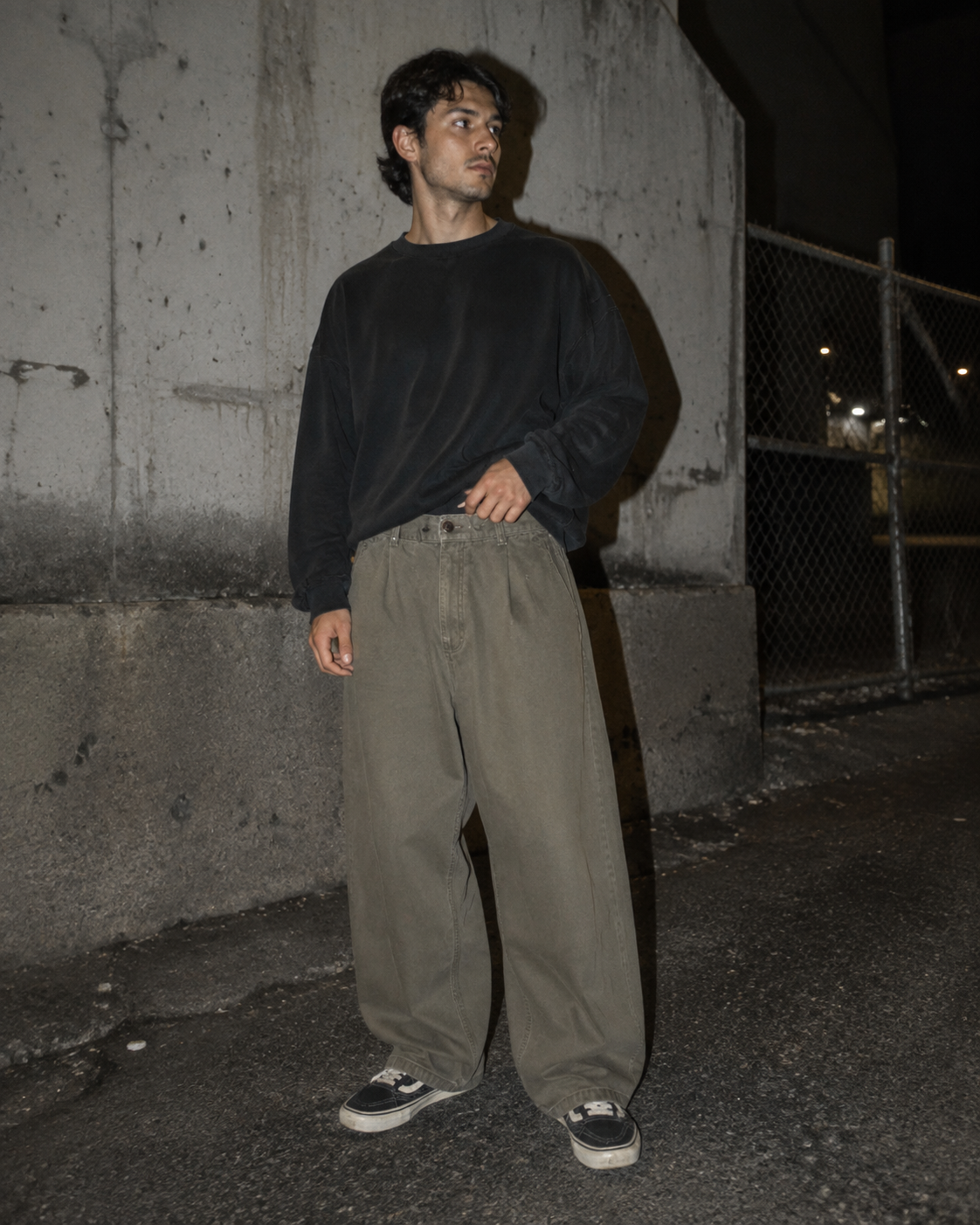 Camel Collection Vintage Pleated Chino Pants - Olive / Earthy Khaki