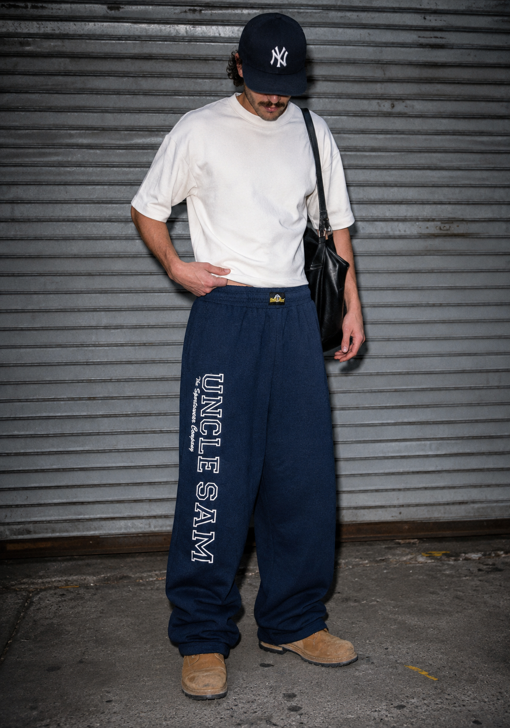 Uncle Sam Big Logo Wide Leg Sweatpants - Navy Blue