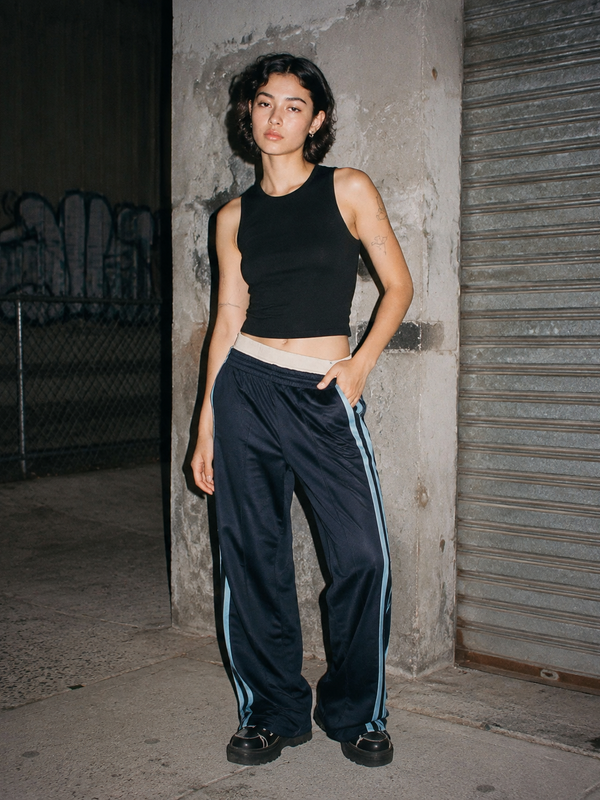 Adidas Three Stripes Trackpants – Navy / Light Blue