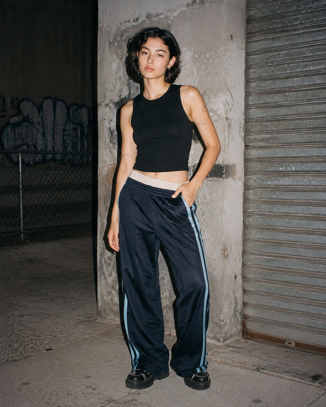Adidas Three Stripes Trackpants – Navy / Light Blue