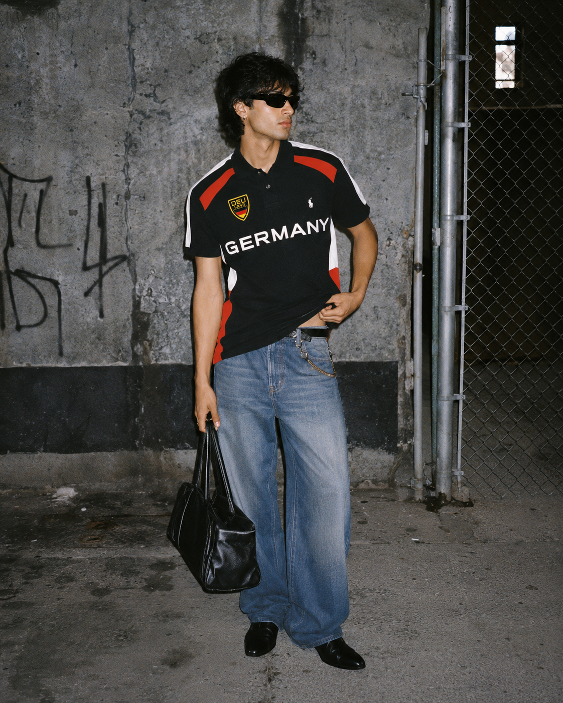 Ralph Lauren Vintage Germany Custom Polo Shirt - Black / Red / White