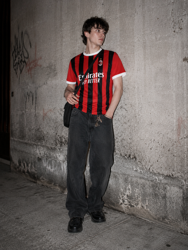 AC Milan Official "Rossoneri" Retro Soccer Jersey - Red/Black Blokecore Striped
