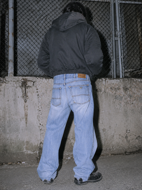 Armani Jeans Archive Metal Eagle "AJ" Denim Pants - Light Blue Washed / Distressed Vintage Y2K